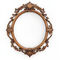 Ornate vintage picture frame with intricate detailing and an oval shape photo