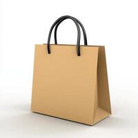 A simple brown shopping bag with black handles, designed for carrying items photo