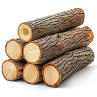 A stack of cut logs showcasing their natural texture and wood grain photo
