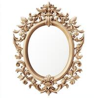 Ornate vintage mirror with an intricate golden frame, designed for decoration and reflection photo