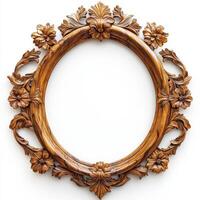 Ornate wooden picture frame with floral carvings, designed for displaying artwork or photos