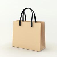 A simple, beige shopping bag with black handles, ideal for carrying goods. photo