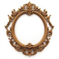 Ornate golden picture frame with intricate designs, suitable for displaying artwork or photos. photo