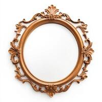 Ornate oval mirror with a decorative golden frame photo