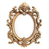 Ornate vintage picture frame with intricate floral designs, empty for personal artwork or photos. photo