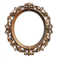 Ornate oval mirror with intricate floral and scroll designs, ideal for decoration. photo