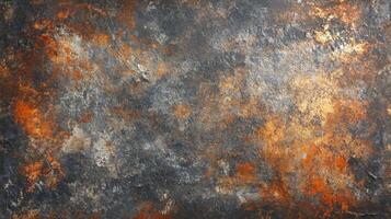 Abstract textured artwork featuring a blend of orange, gray, and metallic tones. photo