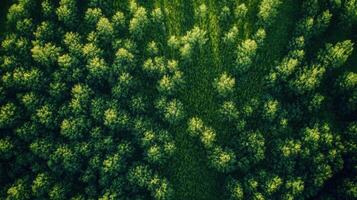 Aerial view of lush green trees creating a dense forest canopy. photo