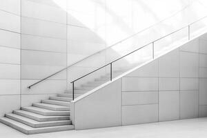 A modern staircase with a minimalist design and clean lines in a bright, open space. photo
