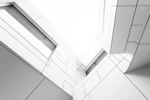 A minimalist architectural design with sharp angles and light-filled spaces. photo