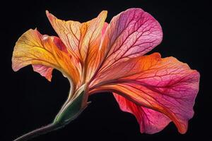 A vibrant close-up of a flower showcasing intricate petal details and colors photo