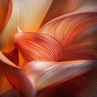 A close-up of intricate, colorful plant petals with smooth textures and flowing lines photo