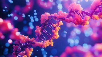A vibrant representation of DNA strands, illustrating genetic structure and molecular biology. photo