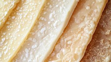 A close-up of layered confections showcasing different textures and colors. photo