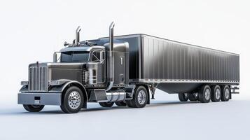 A sleek, modern truck with a large trailer, designed for freight transport. photo