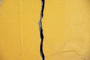 Full frame shot of cracked wall. Wider cracks often represent serious structural damage and can cause serious issues. photo