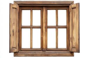 wooden window frame isolated on white background photo
