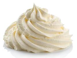 Swirl of Fresh Whipped Cream Isolated on White photo