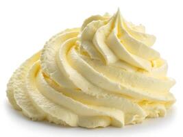 A large pile of whipped cream on a white background photo