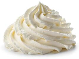 Swirl of Fresh Whipped Cream Isolated on White background photo