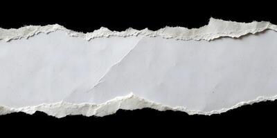 Torn Paper Edge in Center isolated on Black. photo