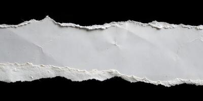 Torn Paper Edge in Center isolated on Black background. photo