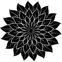 Abstract Floral Mandala Design In Black And White Illustration vector
