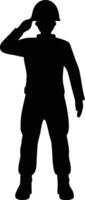 Silhouette Of A Soldier Saluting Symbol Of Respect Service And Patriotism vector
