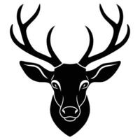 Black And White Illustration Of A Majestic Deer Head With Antlers vector