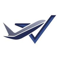 Airplane With Check Mark Symbol Representing Successful Travel And Flight Clearance vector
