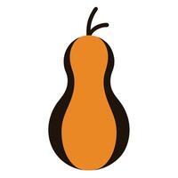 Stylized Orange Pear Illustration With Black Outline On White Background vector