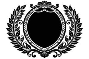 Decorative Floral Frame With Laurel Wreath In Black And White vector