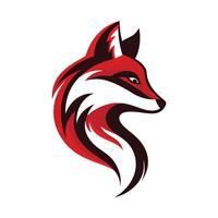 Stylized Red And Black Fox Head Illustration Design Template vector