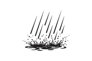 Black Rain and Water Splash Icon in Minimal Style vector