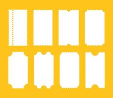Ticket template set. Admit one ticket. Vintage, retro ticket. Concert, festival event, movie theater coupon. Printable, digital icon. Empty flat samples mockup. Ticket minimal pattern. Blank backdrop. vector