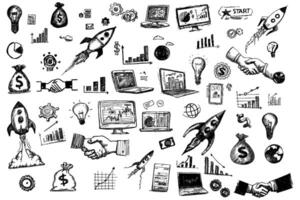 Hand Drawn Sketch of Business Concepts, Startup Ideas, Growth and Success vector