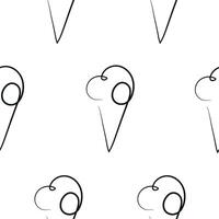 pattern with a simple icon of a cone with ice cream scoops drawn with a single outline in line art style vector