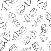 seamless pattern with simple red beetroot icon with tail in line art style, for various food designs vector