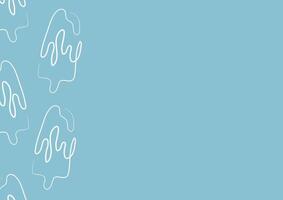 poster with a simple icon of a rectangular ice cream on a stick drawn with a single outline in line art style on a blue background vector