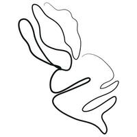 simple icon of red beetroot with tail in line art style, for various designs with food for patterns vector