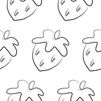 pattern with a simple strawberry icon with a tail in line art style, for various designs and packaging vector