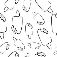 seamless pattern with a simple ice cream icon on a stick drawn with several lines in line art style vector