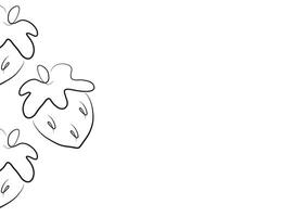 poster with a simple icon of a strawberry with a tail in line art style, for various designs and packaging vector