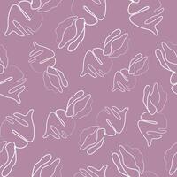 seamless pattern with simple red beetroot icon with tail in line art style on purple background, for various food designs vector