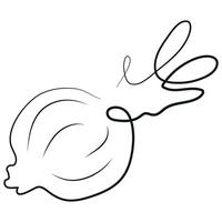 simple icon of onion head with greens in line art style, for various designs and patterns vector