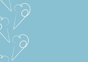 poster with a simple icon of a cone with ice cream scoops drawn with one outline in line art style on a blue background vector