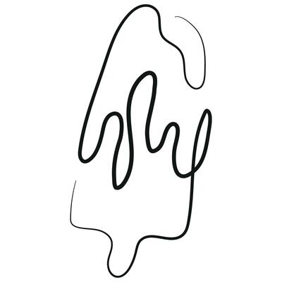 simple icon of a rectangular ice cream on a stick drawn with a single outline in line art style