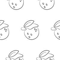 pattern with a simple icon of an orange with a tail drawn in line art style, for various designs and patterns vector