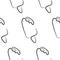 pattern with a simple ice cream on a stick icon drawn with several lines in line art style vector