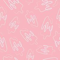 seamless pattern with a simple icon of a rectangular ice cream on a stick drawn with one contour in line art style on a pink background vector
